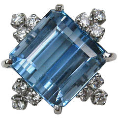 Stunning GIA Certified Blue Aquamarine Diamond Gold Ring 5