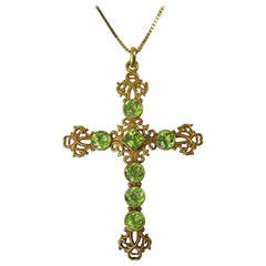 Peridot Gold Cross Necklace