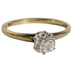 Antique Old Mine Cut Diamond Gold Engagement Ring