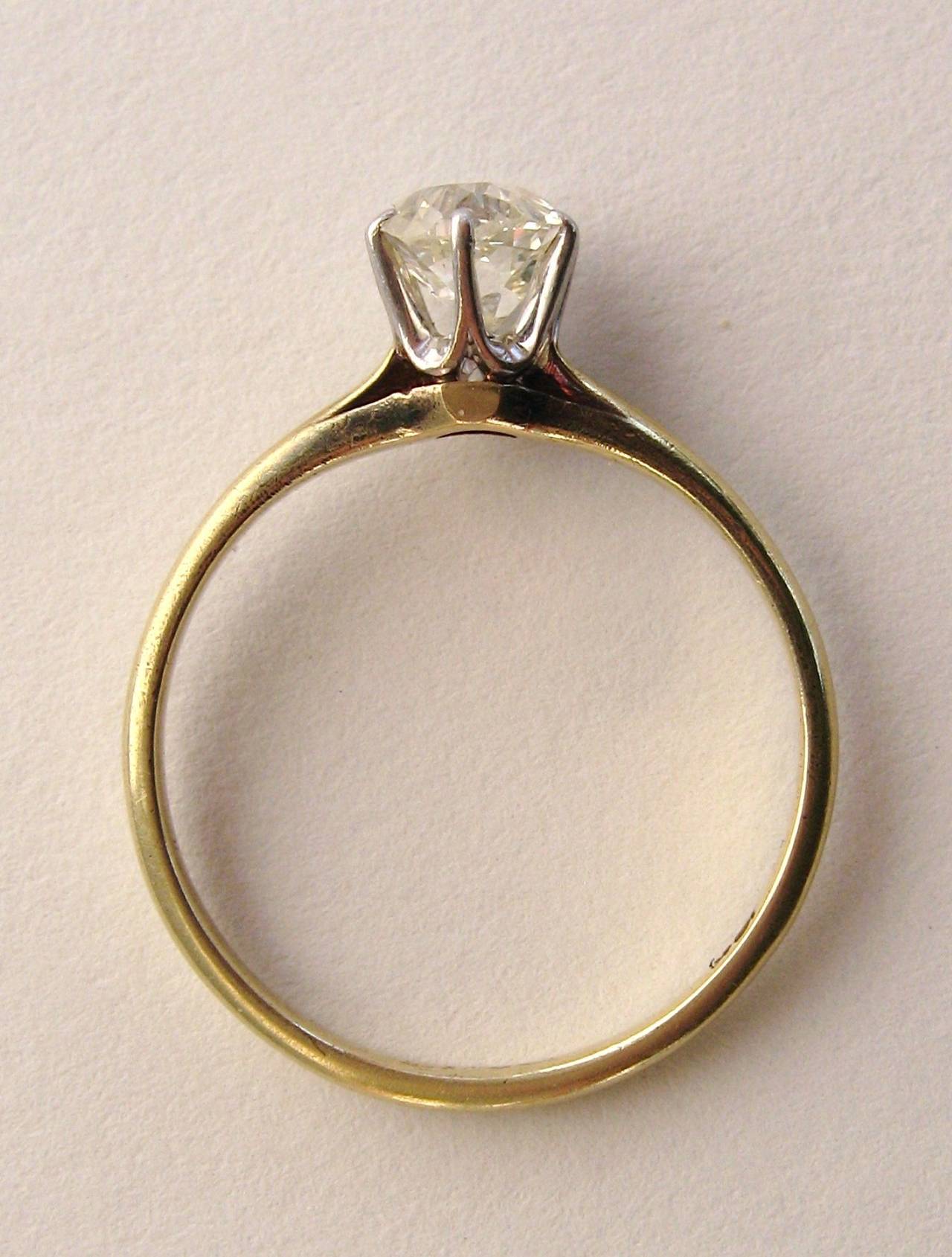 Antique Old Mine Cut Diamond Gold Engagement Ring In Excellent Condition In Wallkill, NY