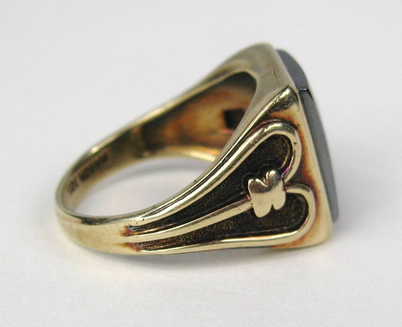 Hematite Diamond Gold Intaglio Ring For Sale at 1stdibs