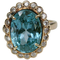 Blue Topaz Diamond Gold Cocktail Ring 11