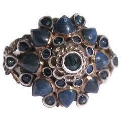 Natural Cabochon Sapphire Gold Thai Princess Ring 6