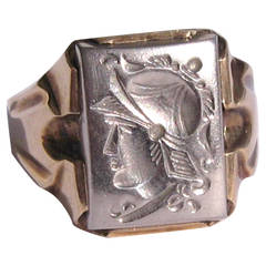 Silver Gold Intaglio Ring