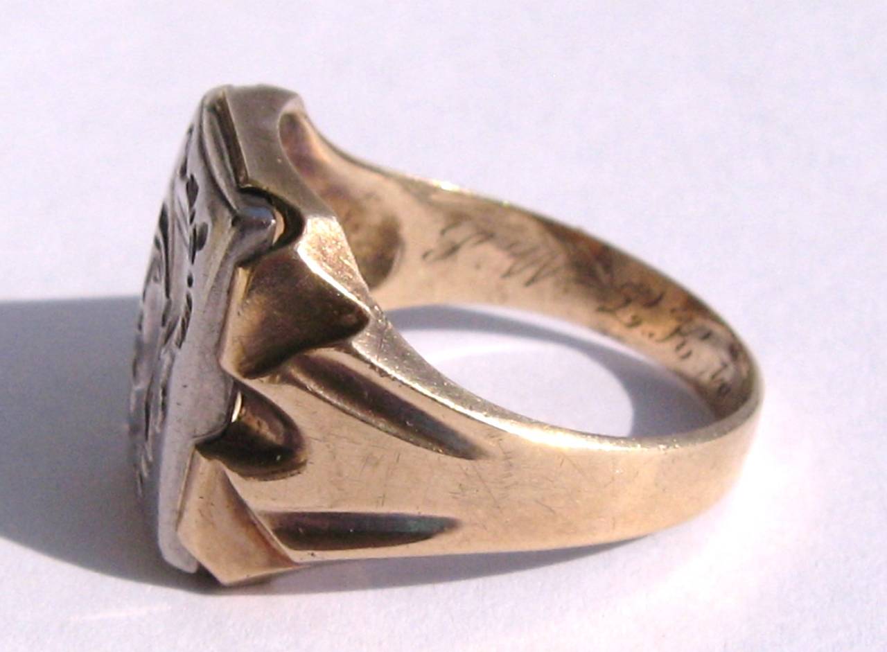Victorian Silver Gold Intaglio Ring