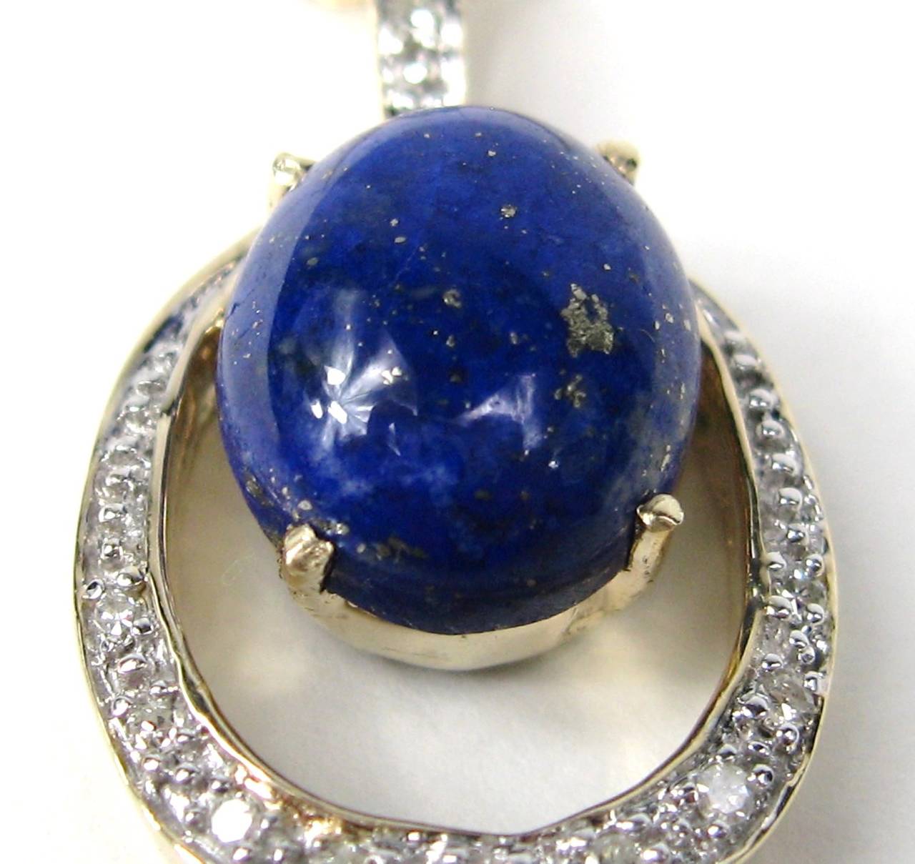 Women's Lapis Lazuli Diamond Gold Pendant Necklace