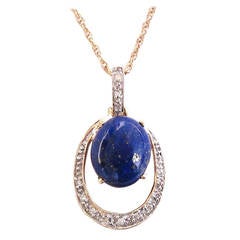 Lapis Lazuli Diamond Gold Pendant Necklace