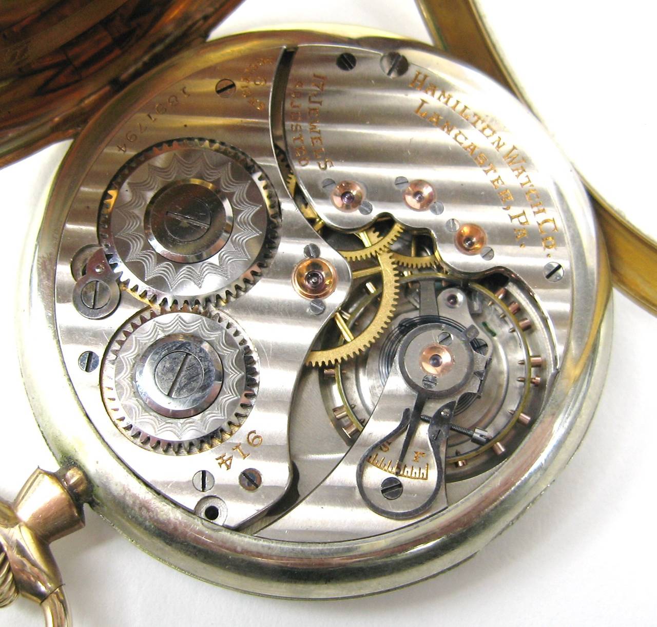 Women's or Men's Antique Hamilton Open Face Gold Pocket Watch