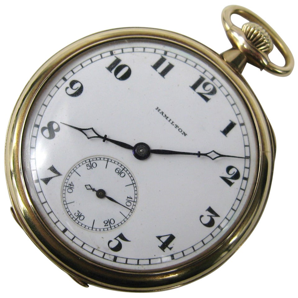 Antique Hamilton Open Face Gold Pocket Watch