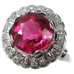 Red Pate de Verre Diamond Ring 10
