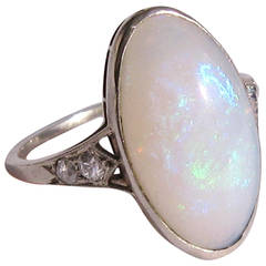 Opal Diamond White Gold Ring