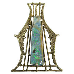 Custom Made Brutalist Opal Gold Pendant 8
