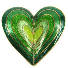 Tiffany & Co Green Ombre Enamel gold Brooch Pendant 9