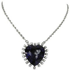 Amethyst Diamond Platinum Heart Necklace 11
