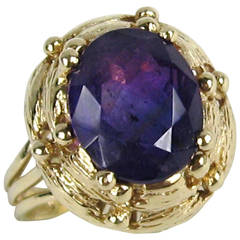 1970s Amethyst Gold Solitaire Ring 11