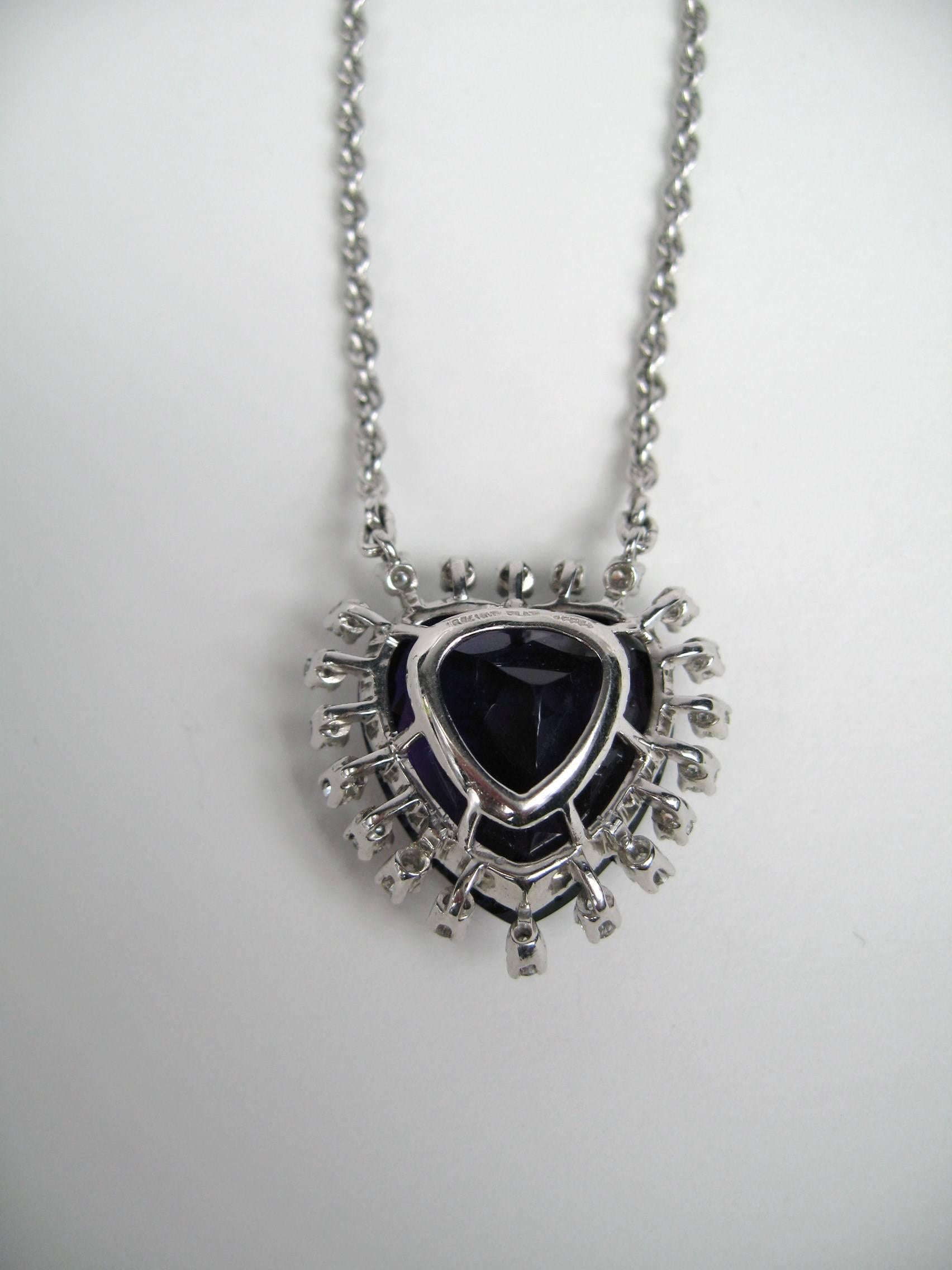 Women's Amethyst Diamond Platinum Heart Necklace