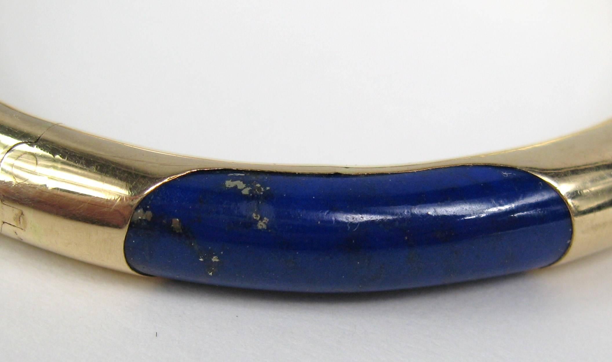 Gump's Lapis Lazuli Gold Bangle Bracelet In Excellent Condition In Wallkill, NY