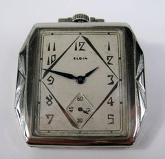 Antique Art Deco 1927 Elgin 14 Karat White Gold Filled 17 Jewels Pocket Watch