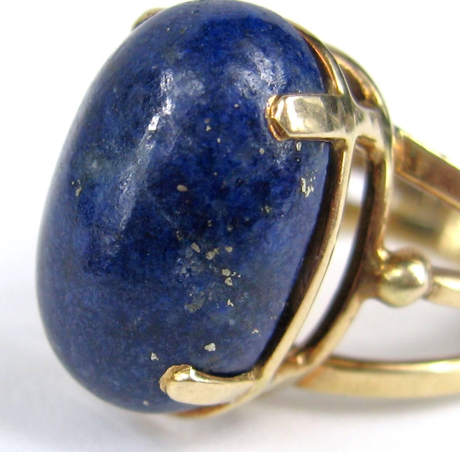 Women's 14 Karat Gold Lapis Lazuli Ring, Midcentury
