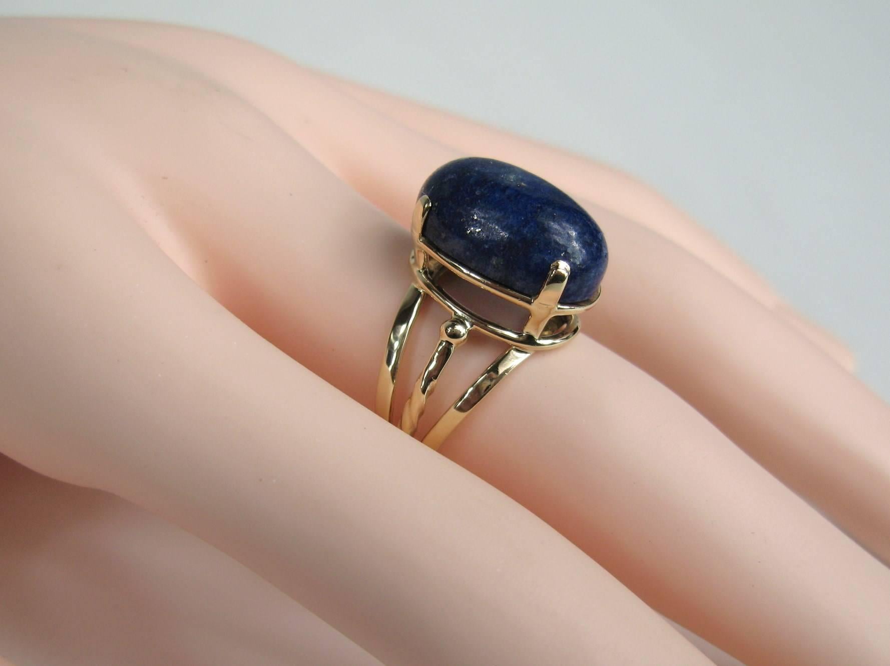 14 Karat Gold Lapis Lazuli Ring, Midcentury 1