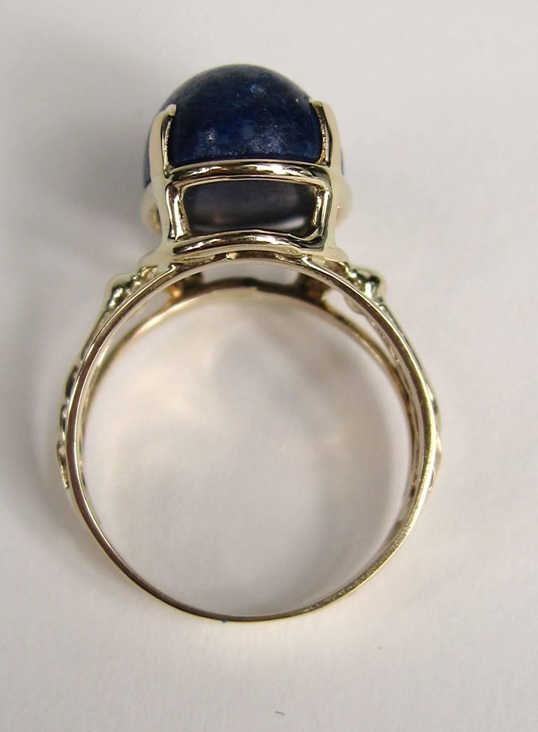 14 Karat Gold Lapis Lazuli Ring, Midcentury 5