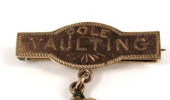 Pole Vaulting 10 Karat Gold Metal Pin Brooch Rose Gold