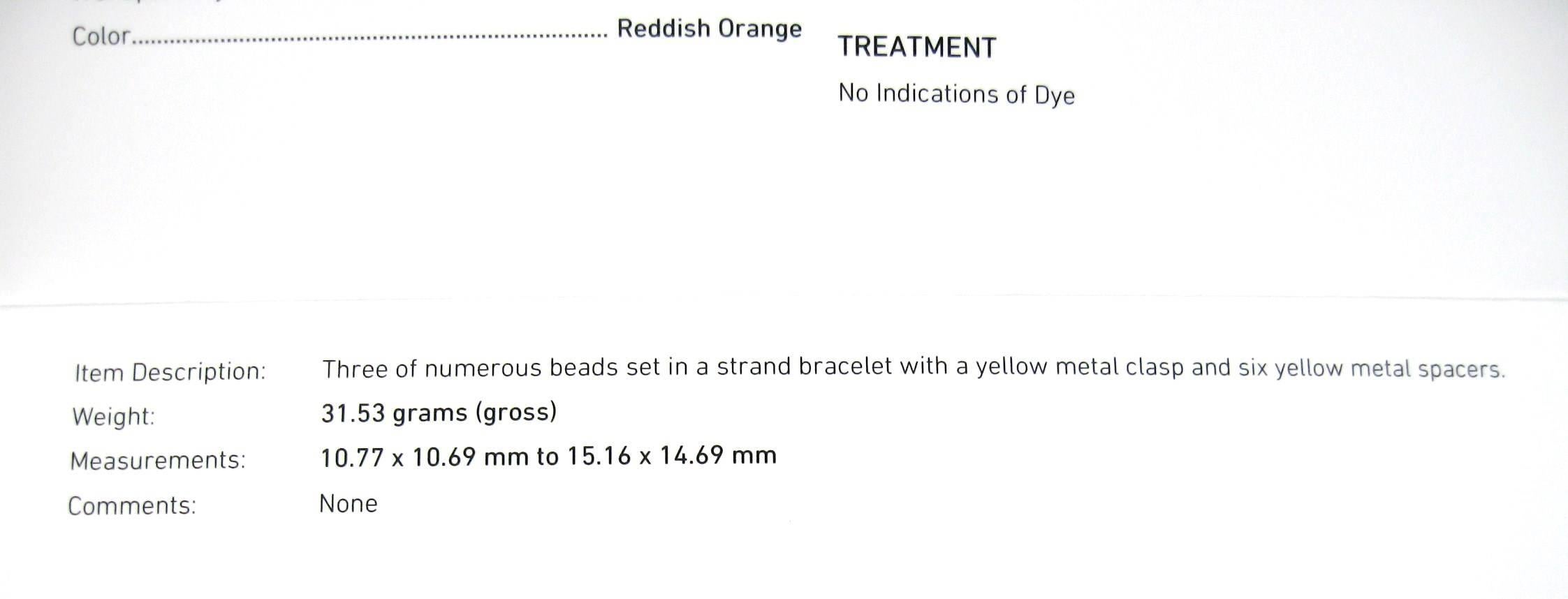 Natural Mediterranean Coral Gold Beaded Bracelet - Enamel Clasp GIA Certified For Sale 2