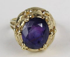14 Karat Gold Amethyst 3.6 Carat Solitaire Ring