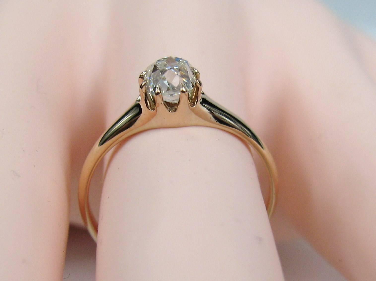 Women's Antique Rose Gold Cushion Cut Diamond Engagement Ring 