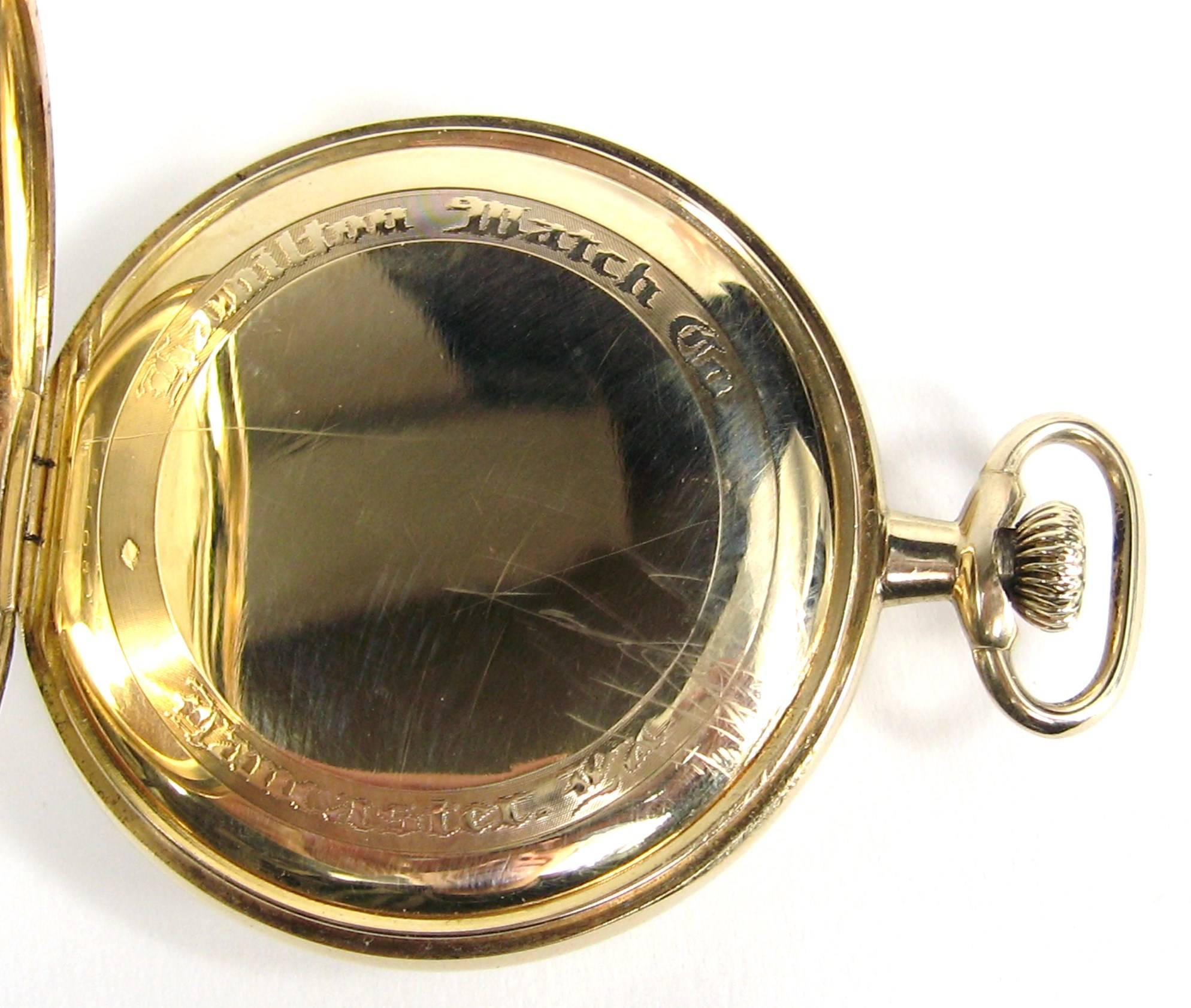 Hamilton Yellow Gold Open Face Antique Pocket Watch, circa 1919 1