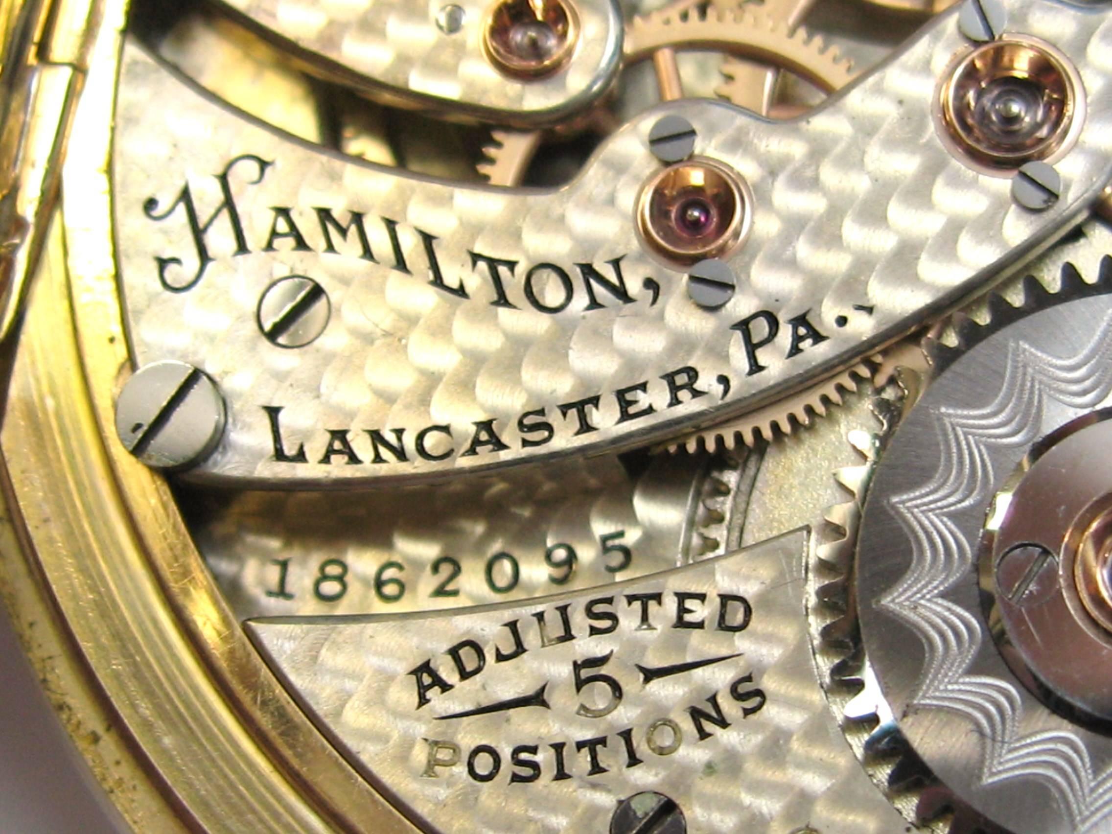 Hamilton Yellow Gold Open Face Antique Pocket Watch, circa 1919 In Good Condition In Wallkill, NY