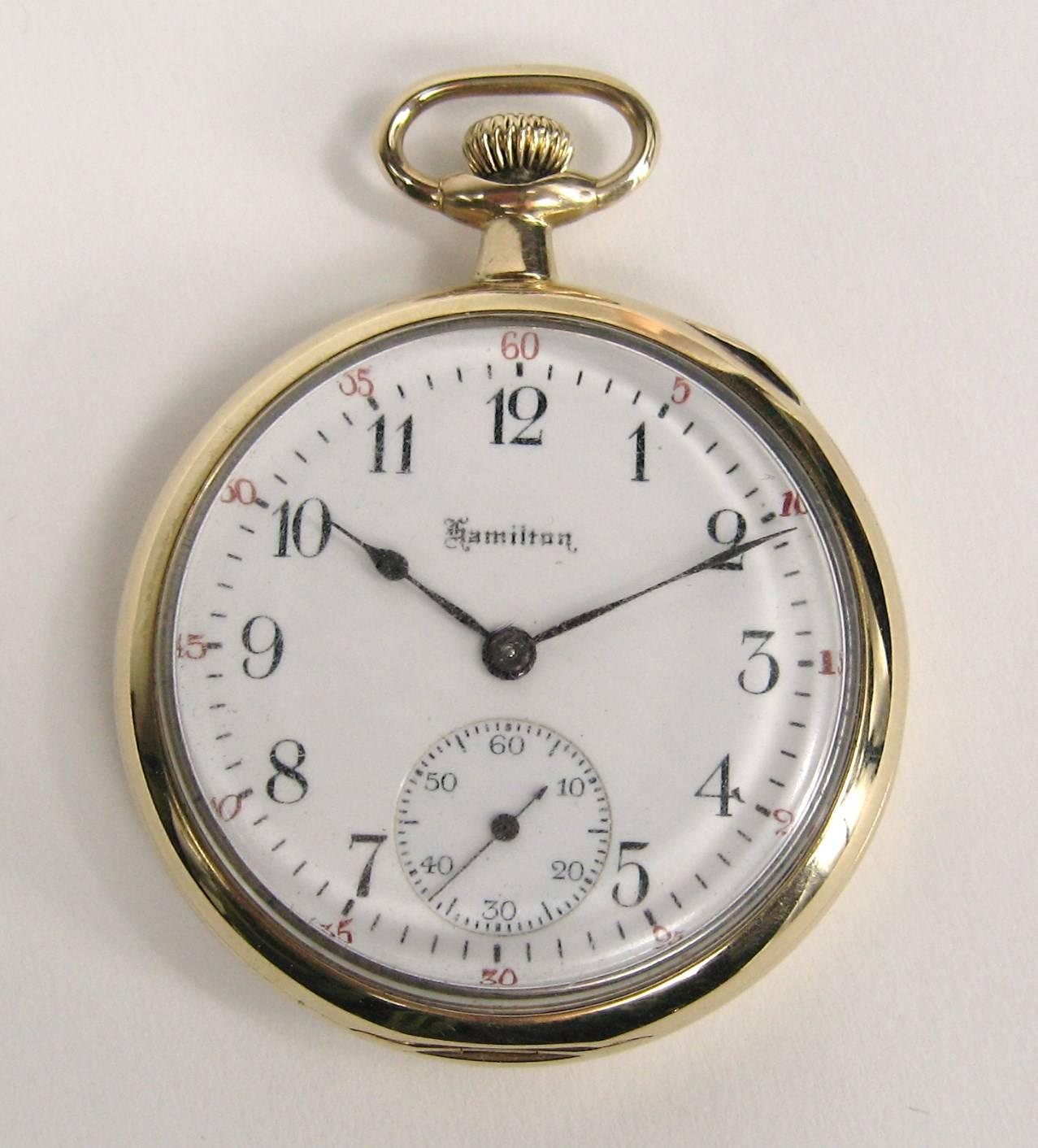 Hamilton Yellow Gold Open Face Antique Pocket Watch, circa 1919 2