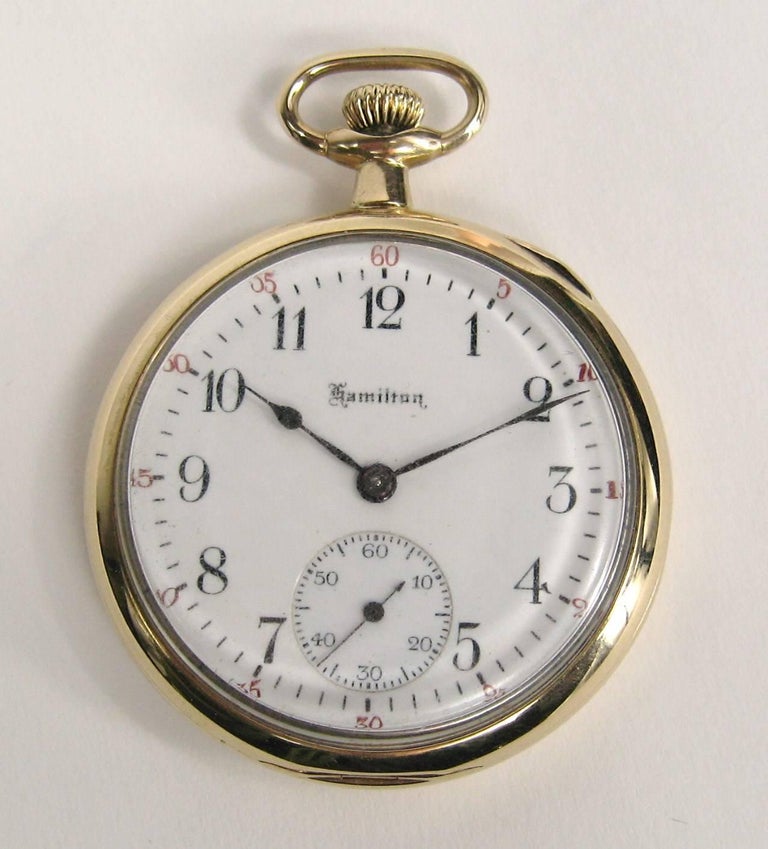 Hamilton Yellow Gold Open Face Antique Pocket Watch, circa 1919 at