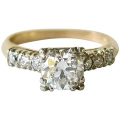 1.25 Carat European Cut Diamond Gold Engagement Ring