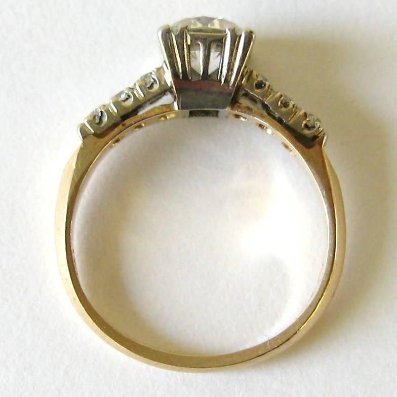 Bague de fiançailles en or avec diamant taille européenne de 1,25 carat Excellent état - En vente à Wallkill, NY