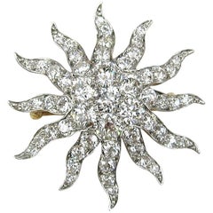 Antique Gold Platinum 8.68 Carat Diamond Convertible Pendant / Brooch
