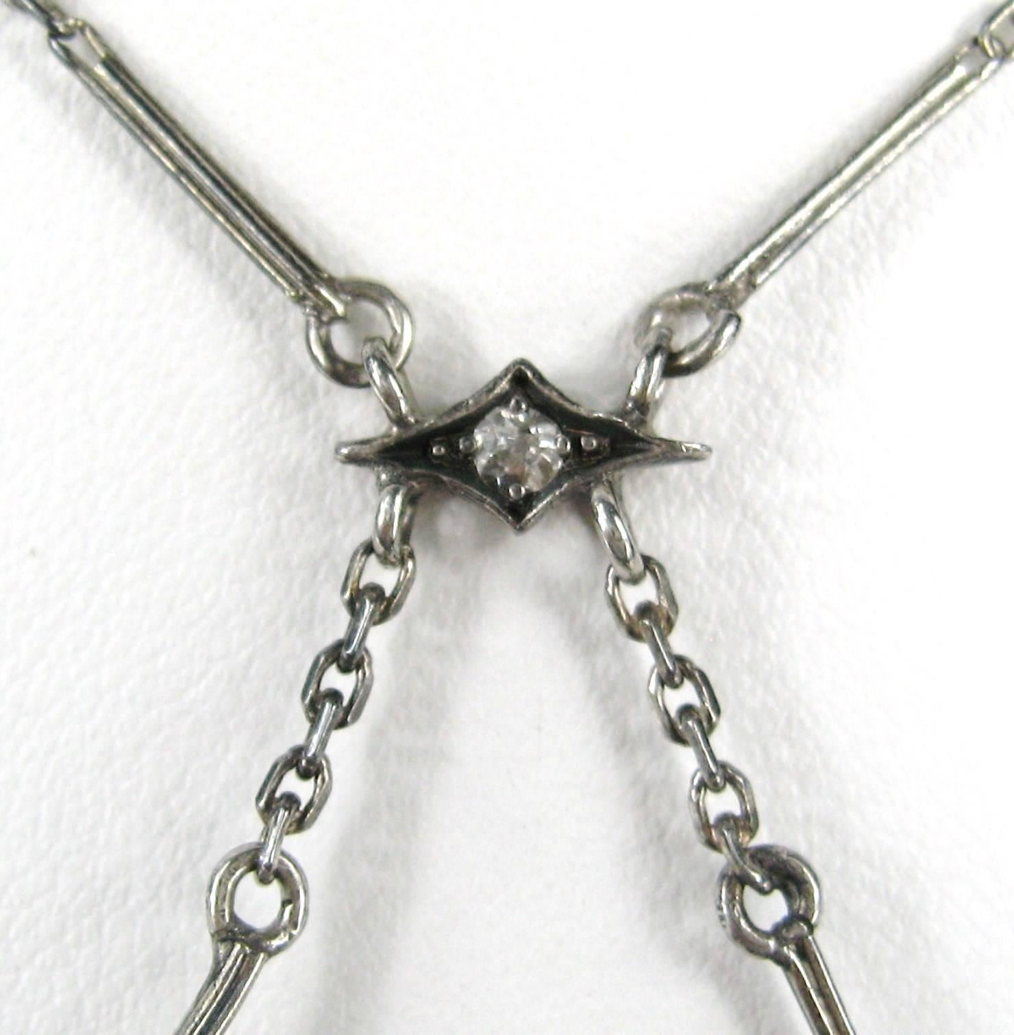 Old Mine Cut 1860s Victorian Diamond Lavaliere Necklace Brooch 1.5 Carat For Sale