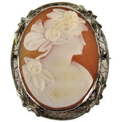 Antique Cameo 14 Karat Gold Brooch Pendant