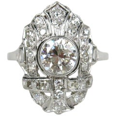 Antique 1.78 Carat 1920s Art Deco Filigree Diamond Platinum Ring Engagement 