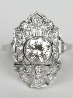 1.78 Carat 1920s Art Deco Filigree Diamond Platinum Ring Engagement