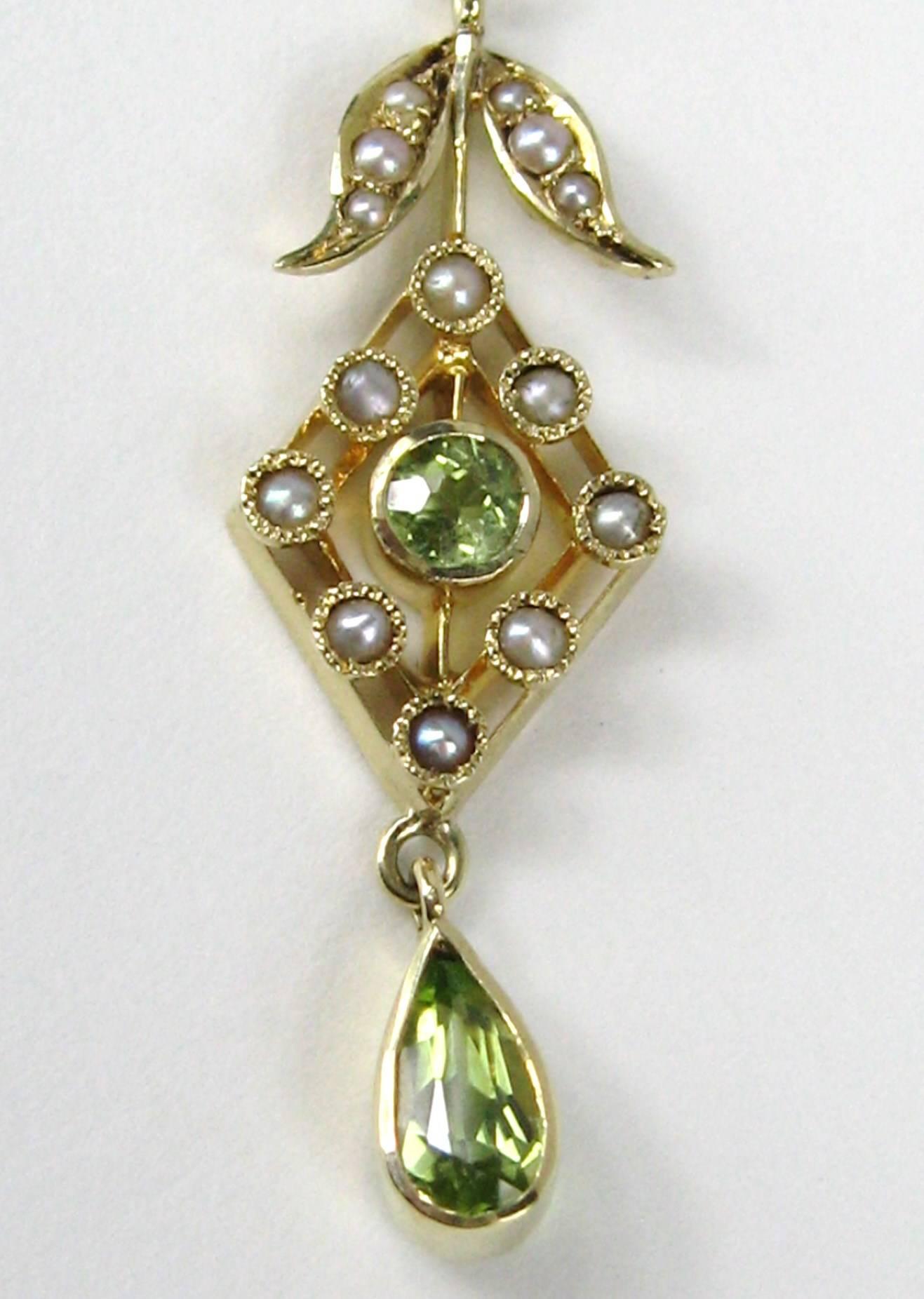 pearl and gemstone lavalier pendant