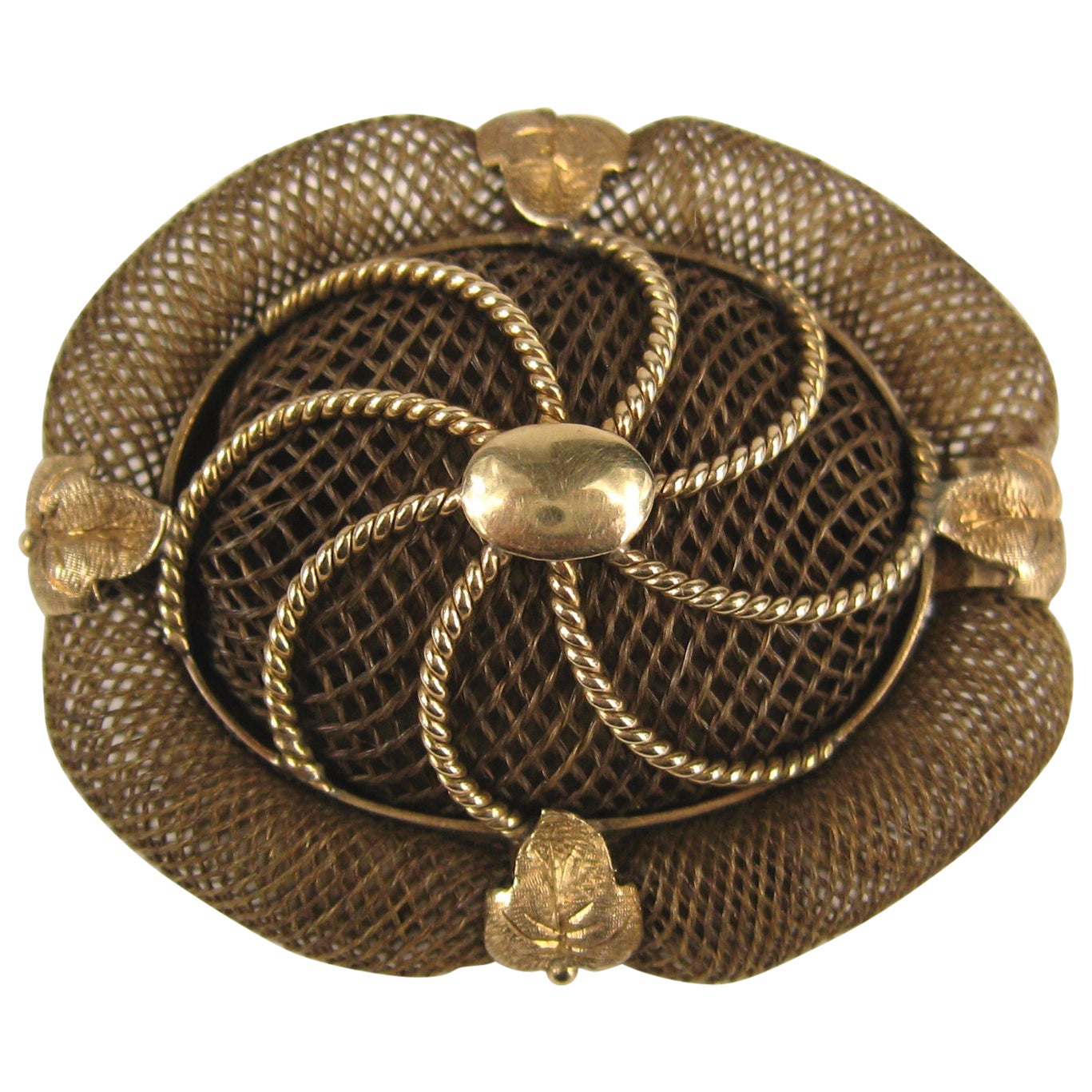 Victorian GoldFilled Reversible Cameo Hair Mourning Brooch For Sale at