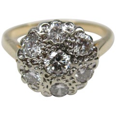 Used 1940s Diamond Cluster 14 Karat Gold Engagement Promise Ring