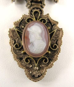 10 Karat  Rose Gold Greek Male Warrior Cameo Necklace Antique Victorian