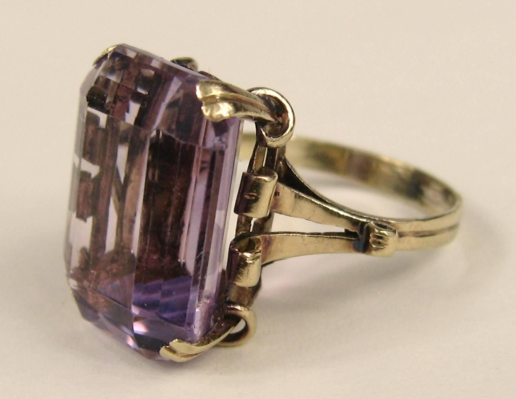 vintage emerald cut amethyst ring