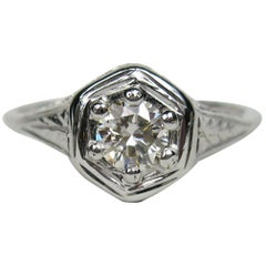 14 Karat Gold Diamant Verlobungsring 14 Karat Ring-Art Deco 1930er Jahre
