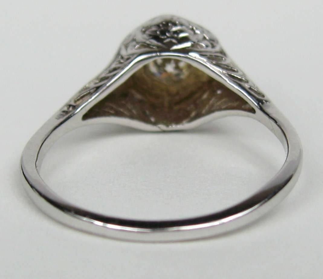 Old European Cut 14 Karat Gold Diamond Engagement 14 Karat Ring-Art Deco 1930s  For Sale