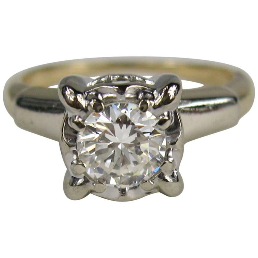Antique 14 Karat Gold Diamond Engagement Ring For Sale