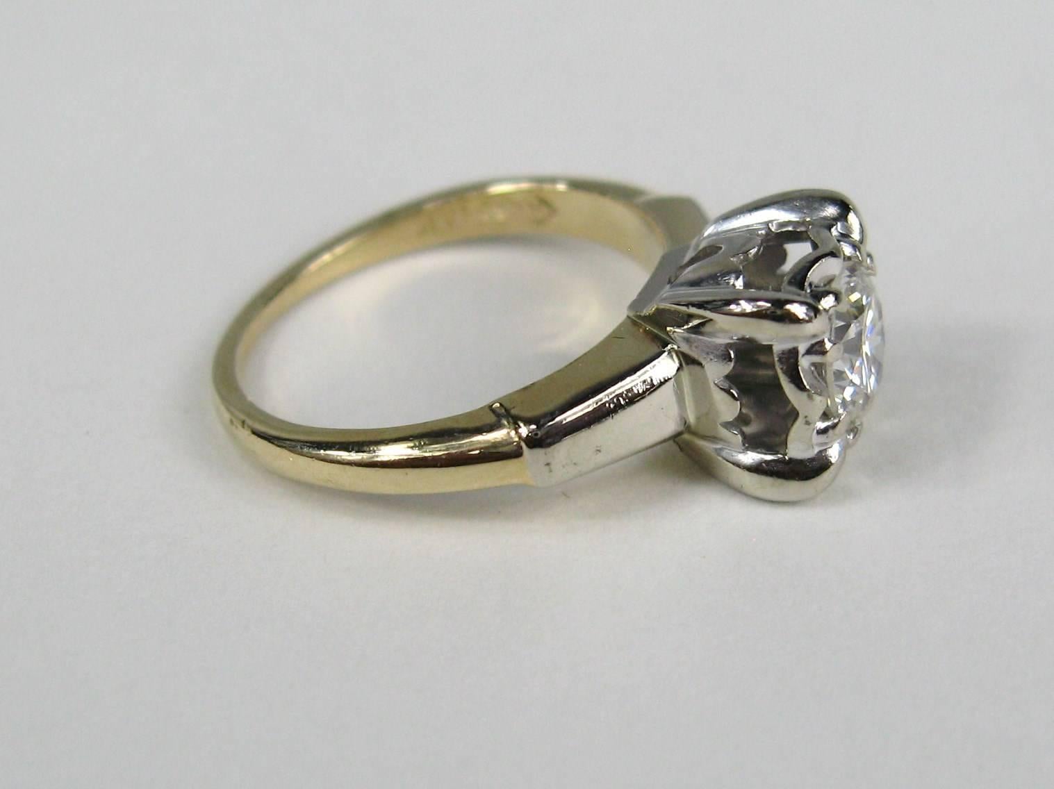 Antique 14 Karat Gold Diamond Engagement Ring In Excellent Condition For Sale In Wallkill, NY