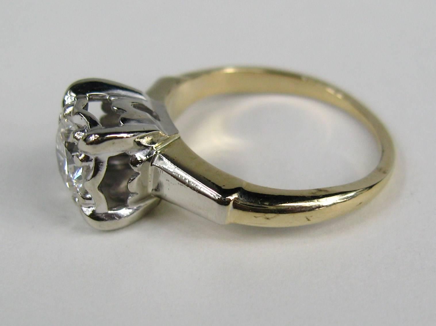 Women's Antique 14 Karat Gold Diamond Engagement Ring For Sale